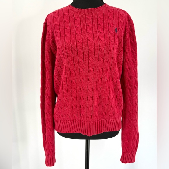 Ralph Lauren Classic Women’s Cable-Knit Pullover Crewneck Sweater Vibrant Red, L - Picture 9 of 15
